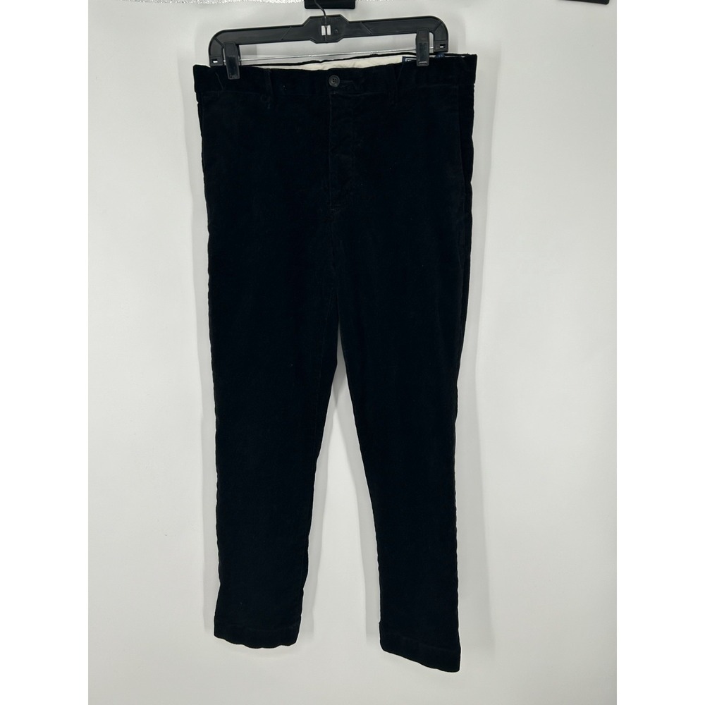 Polo Ralph Lauren Corduroy Pants Mens 32x30 Black Slim Fit Straight Leg Stretch